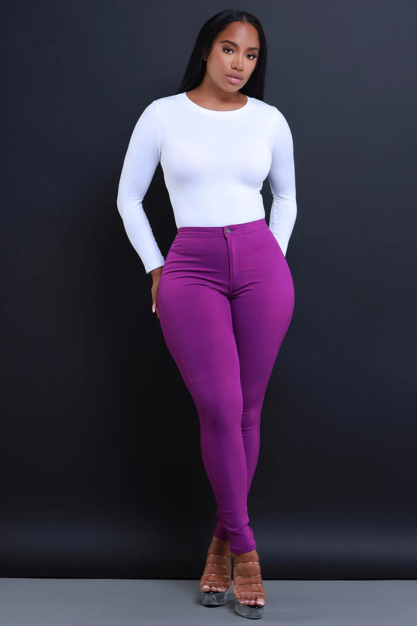 $15.99 Super Swank High Waist Stretchy Jeans - Purple