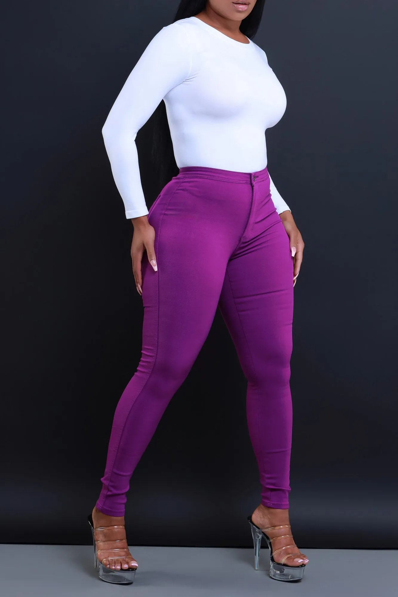 $15.99 Super Swank High Waist Stretchy Jeans - Purple