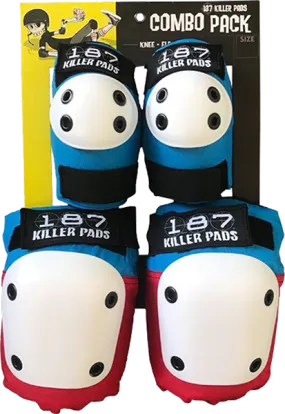 187 Combo Pack Knee/Elbow Pad Set Xs-Red/White/Blu