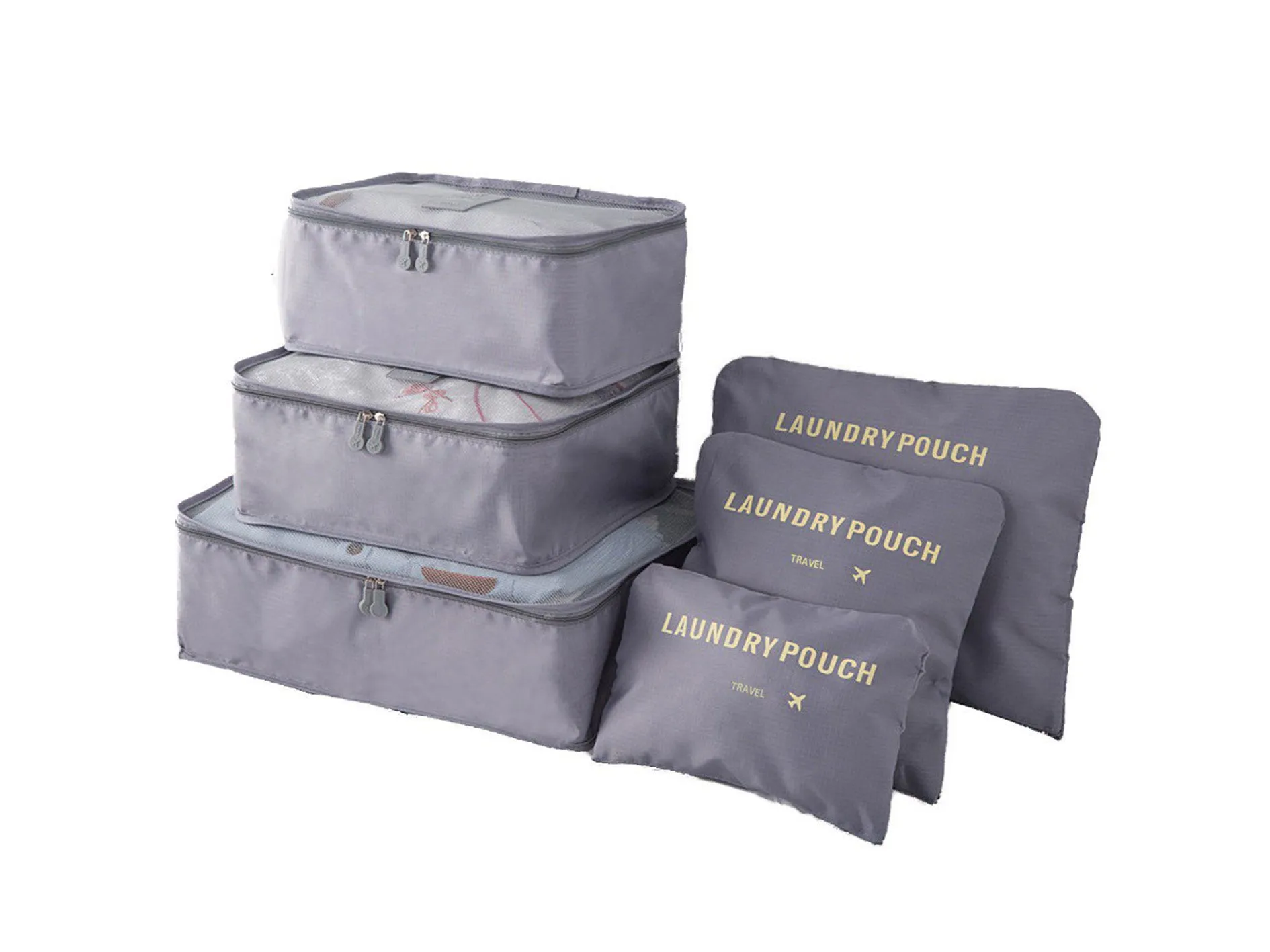 6PCS Packing Cubes for Travel Luggage Organiser Bag-Grey