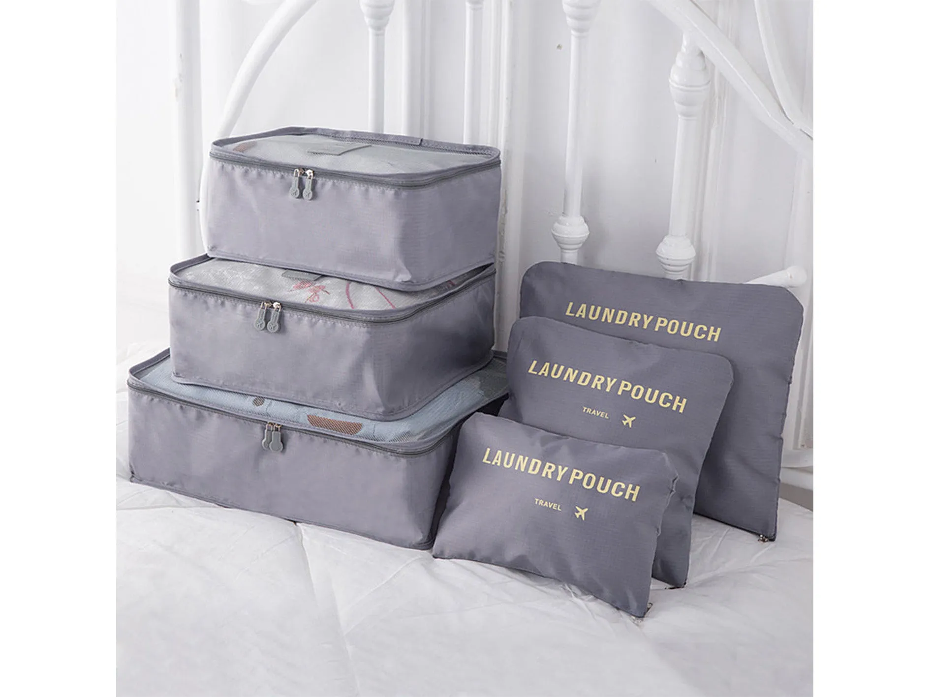 6PCS Packing Cubes for Travel Luggage Organiser Bag-Grey