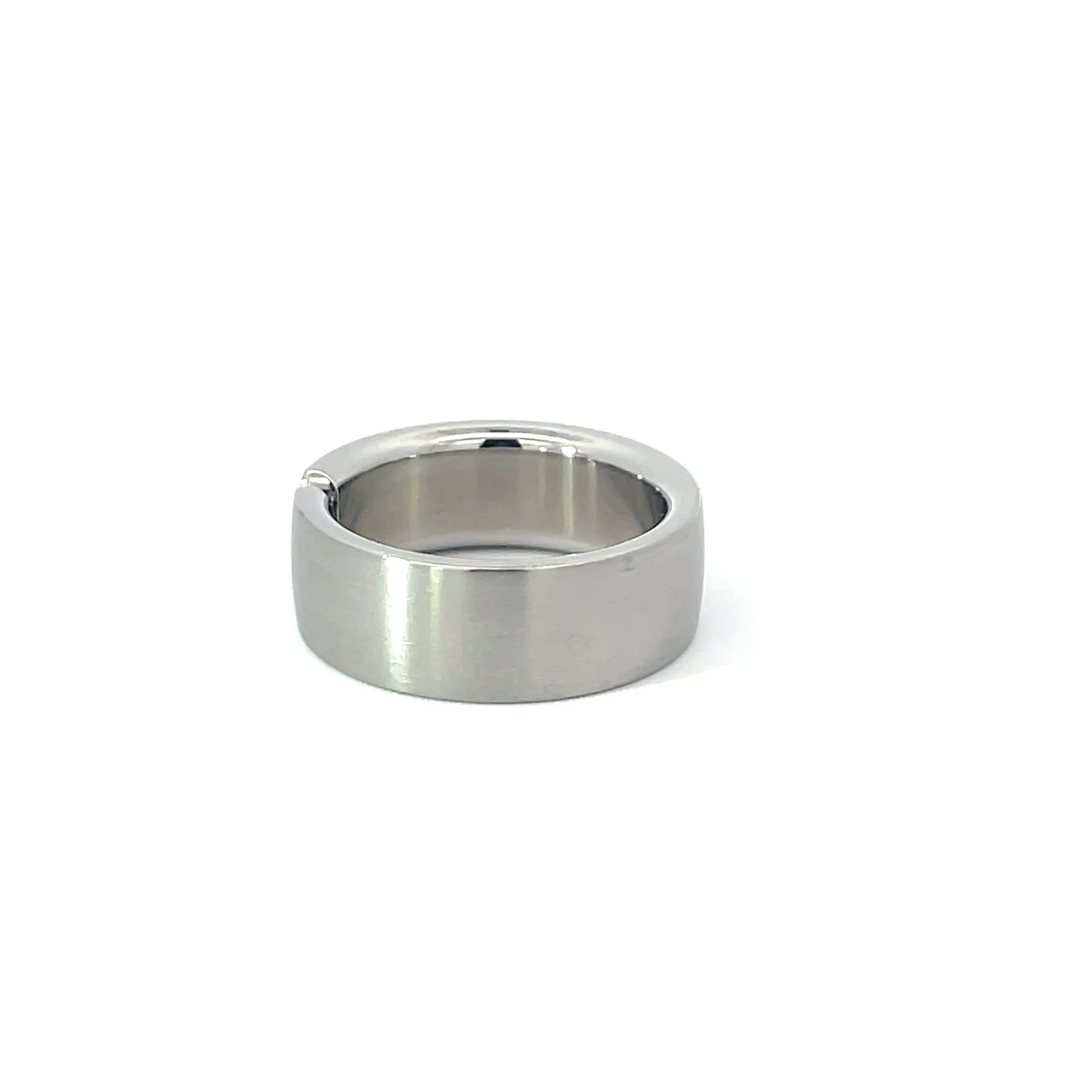 8mm Stainless Steel Tension Set Diamond Ring - Size P