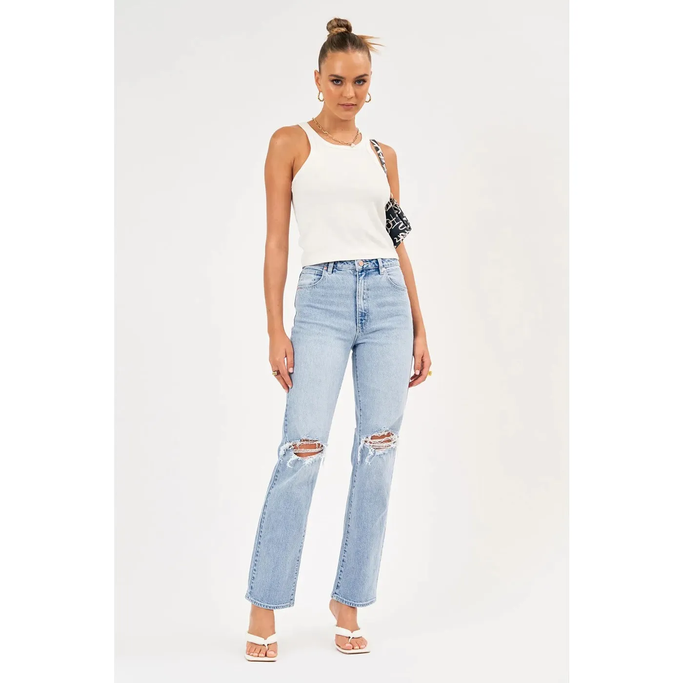 A 94 High Straight Ripped Light Jeans