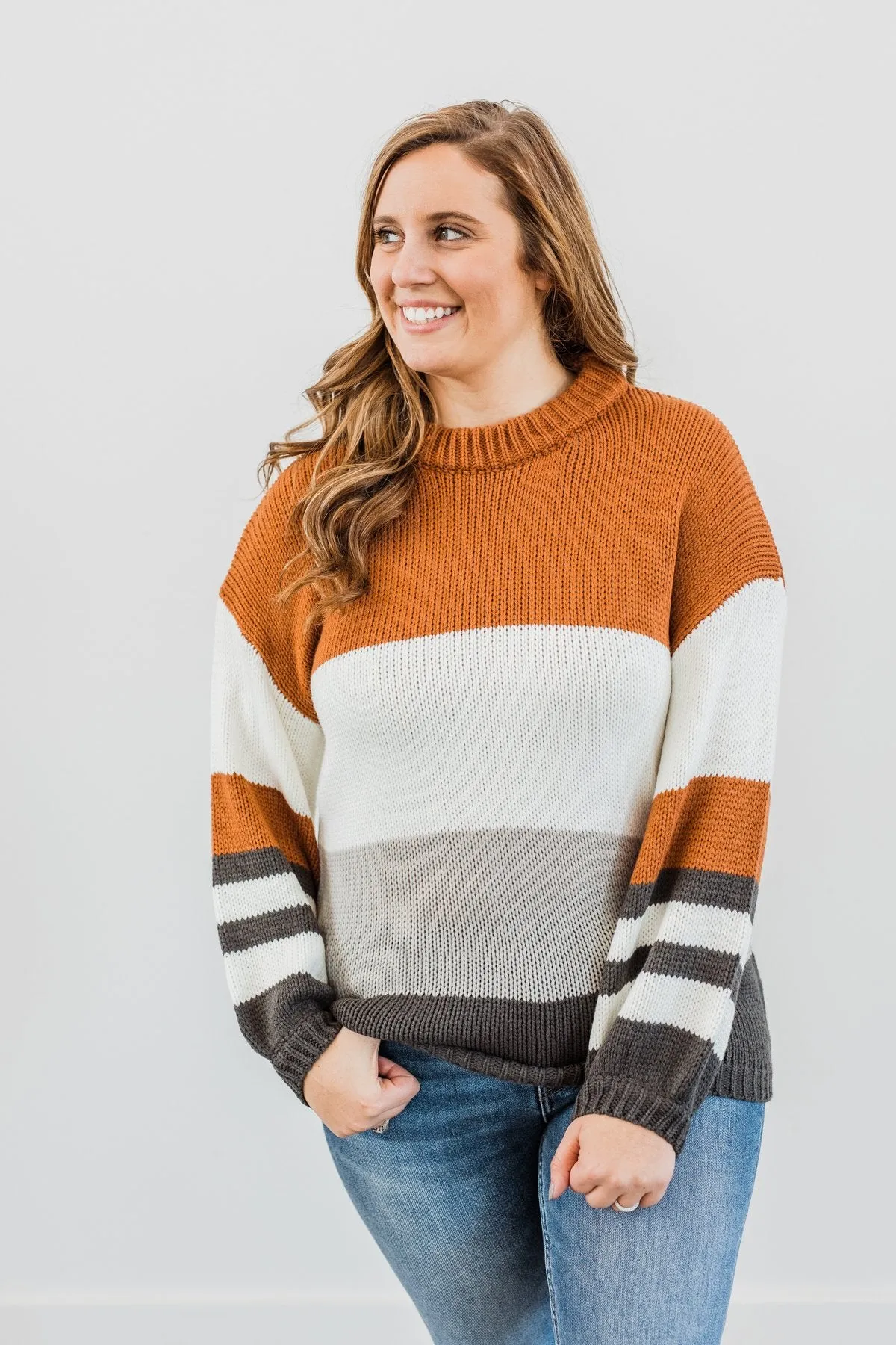 A Moment In Time Color Block Sweater- Camel