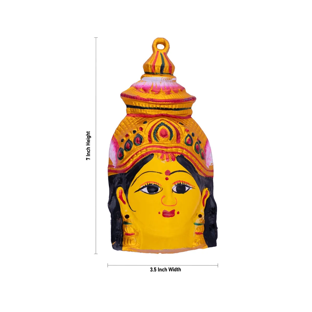 Ammavari Face - 7 x 3.5 Inches | Zinc Vara Lakshmi Face/ Yellow Amman Mugam for Deity/ 120 Gms Approx