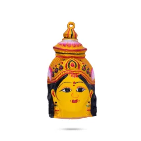 Ammavari Face - 7 x 3.5 Inches | Zinc Vara Lakshmi Face/ Yellow Amman Mugam for Deity/ 120 Gms Approx