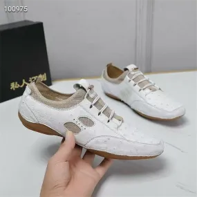 Autumn Casual Authentic Ostrich Skin Lace-up Driving Flats for men