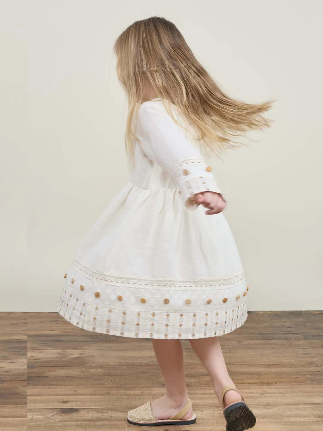 Ayur Dress Cream & Brown Kids