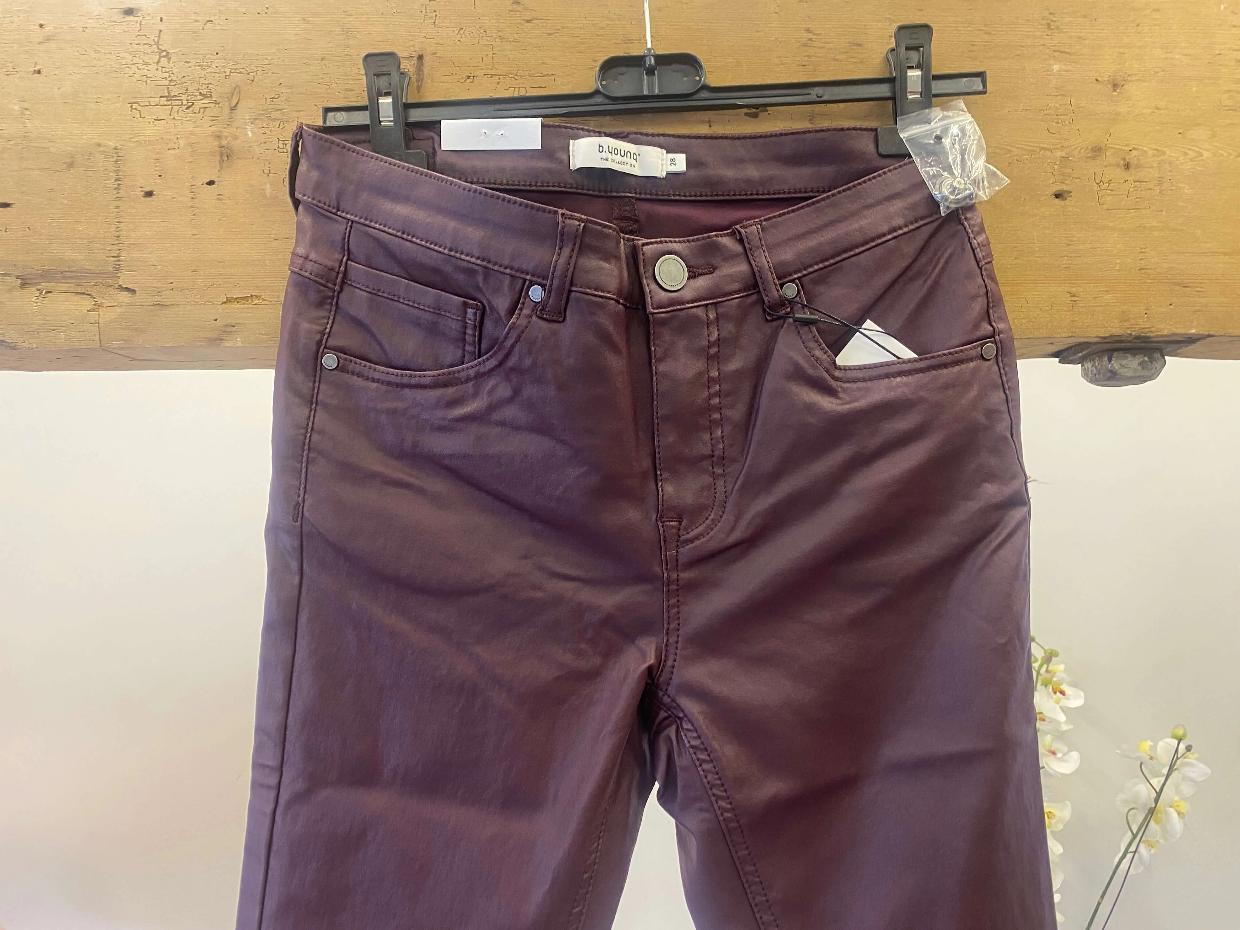 B Young Wine Leather look Jean