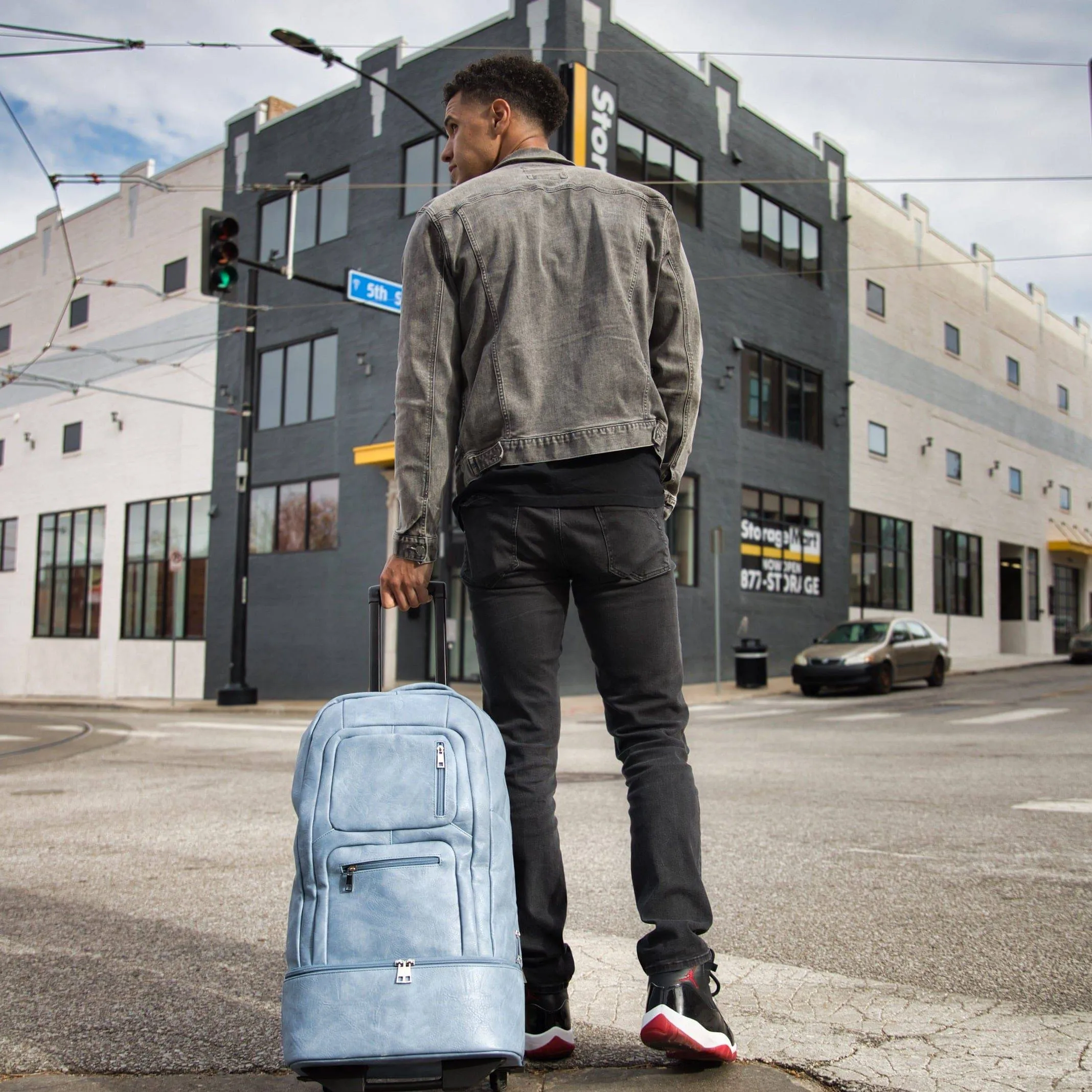 Baby Blue Tumbled Leather Roller Bag (Only 200 Made)