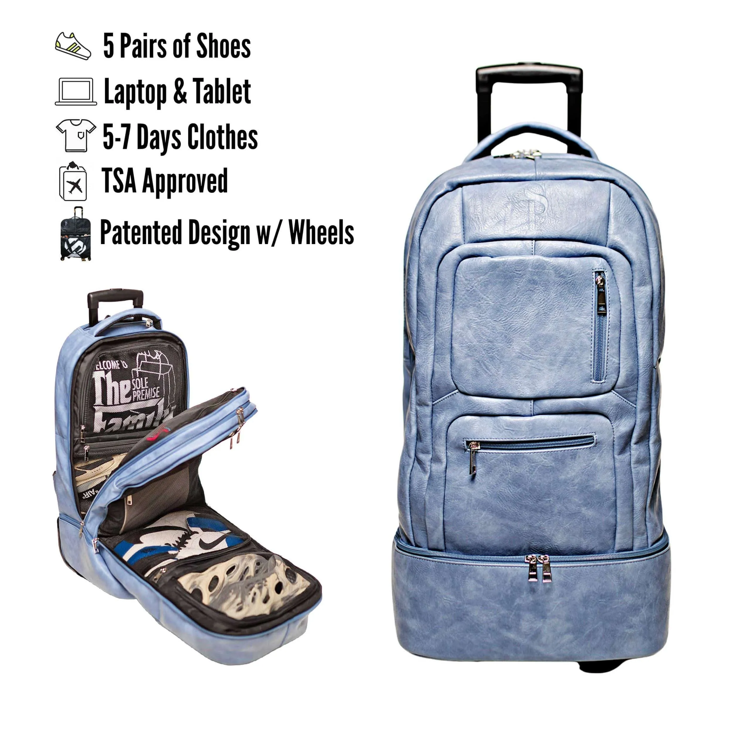 Baby Blue Tumbled Leather Roller Bag (Only 200 Made)