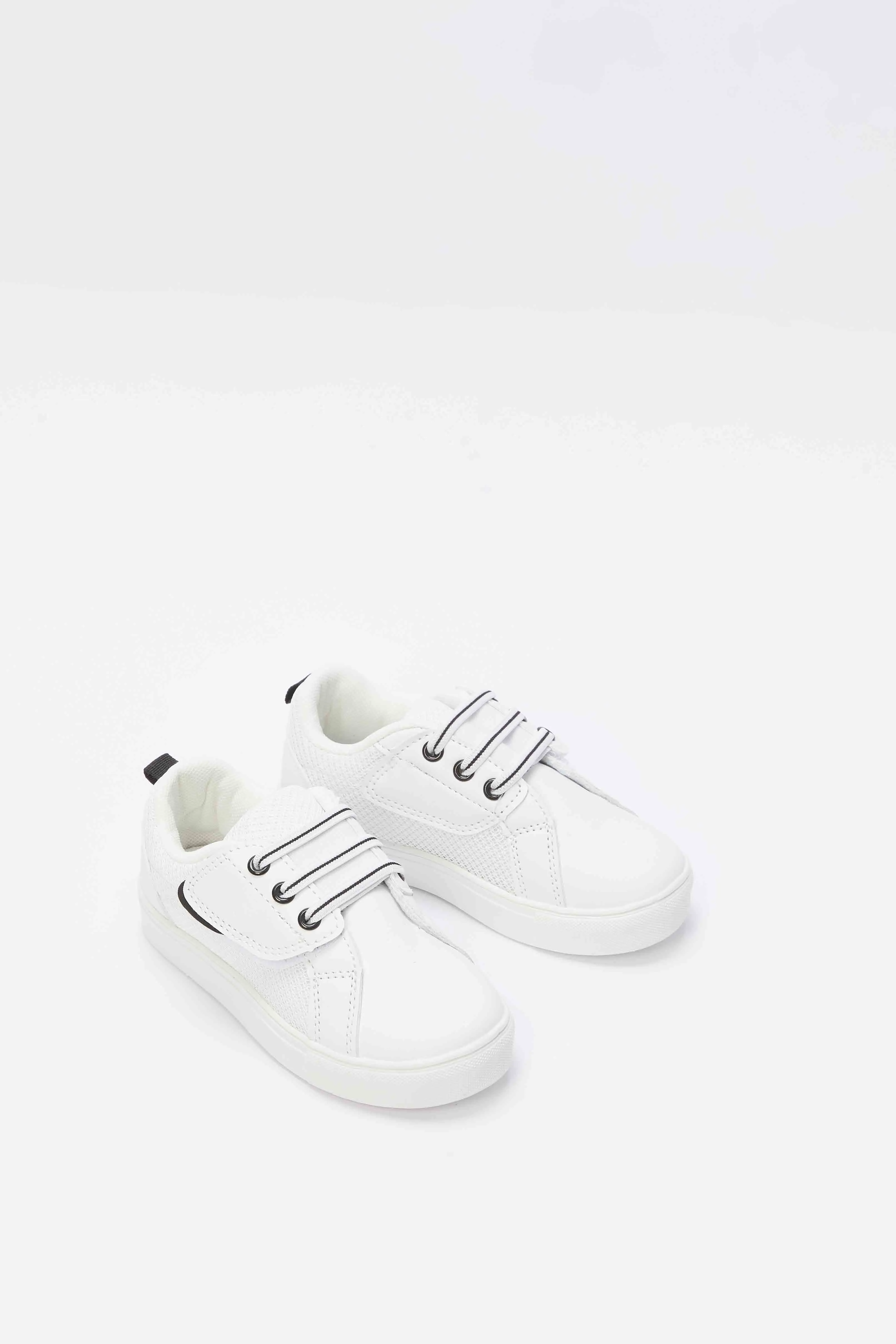 Baby Boys White Lace-Up Sneakers