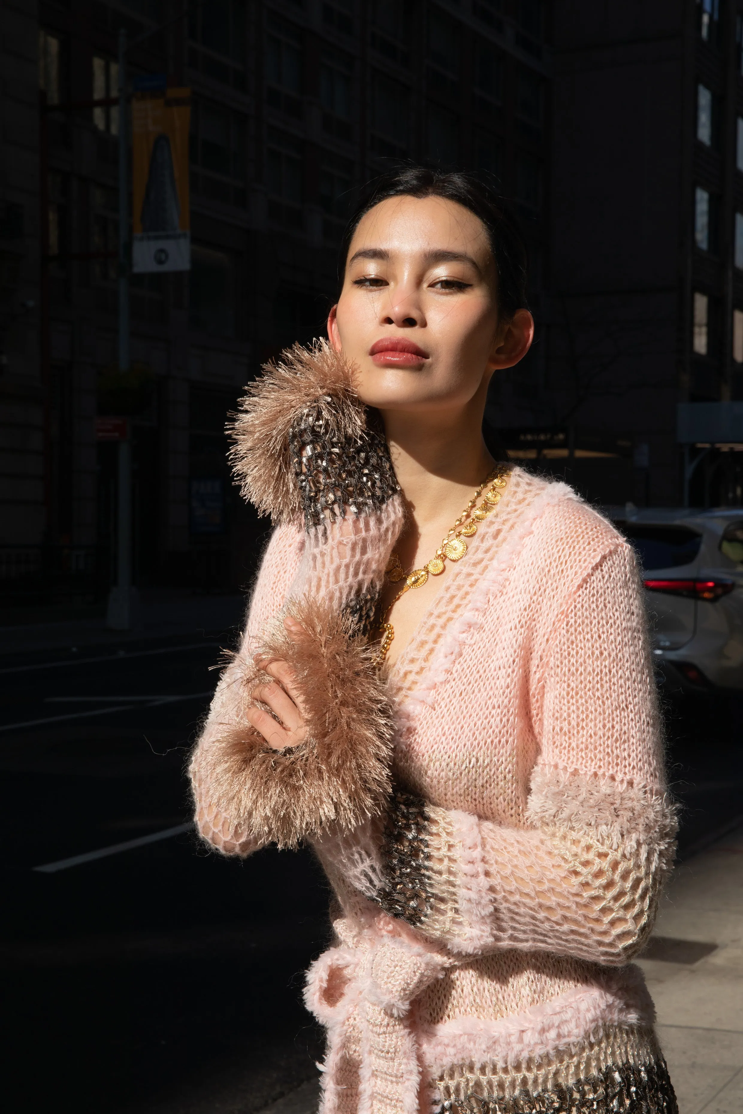 Baby Pink Handmade Knit Cardigan-Dress