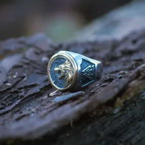 Bague tête de loup viking - acier inoxydable