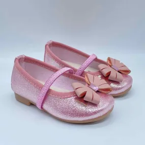 Baleta Glitter Moño Rosa