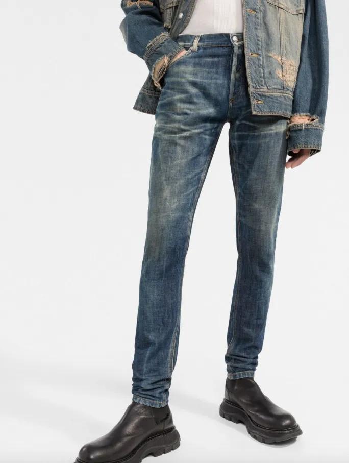 Balmain whiskering-effect slim denim jeans