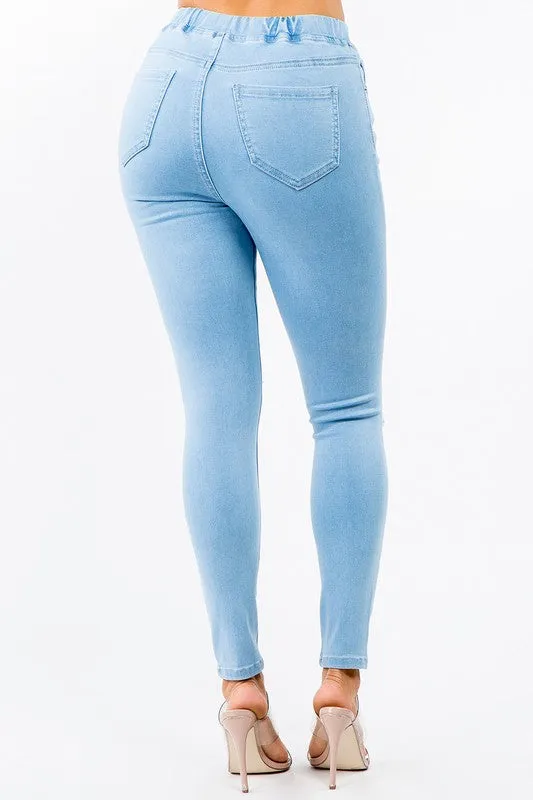 banded high waist skinny jeans