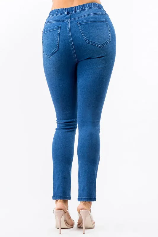 banded high waist skinny jeans