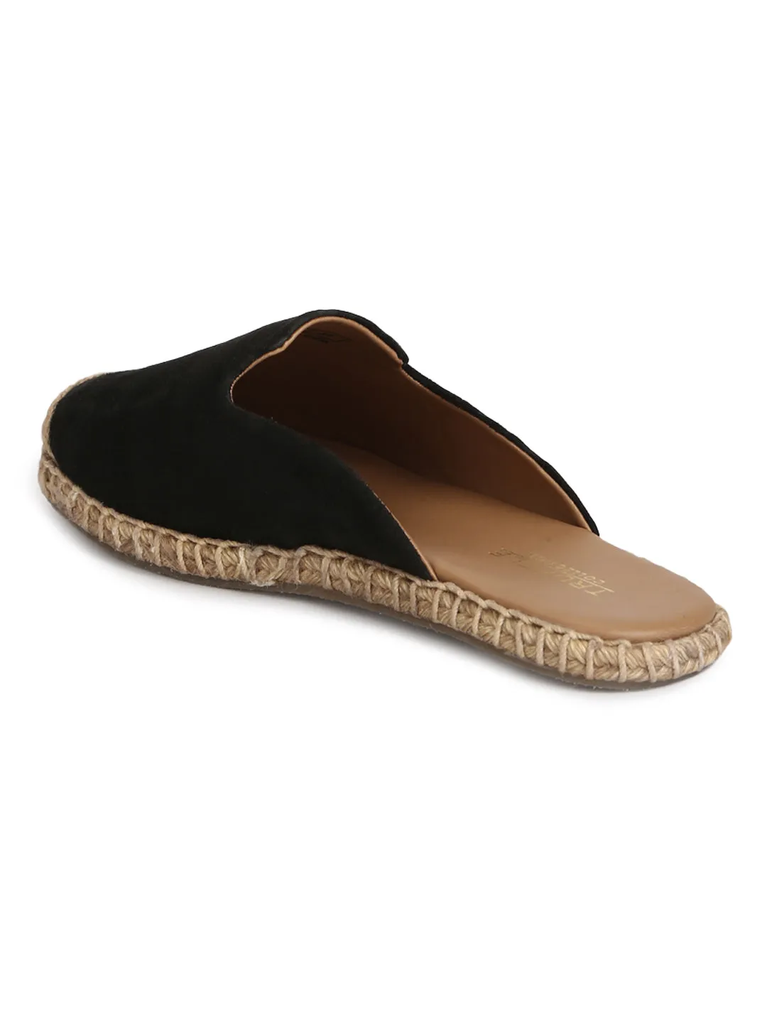 Black Micro Jute Slider Espadrilles