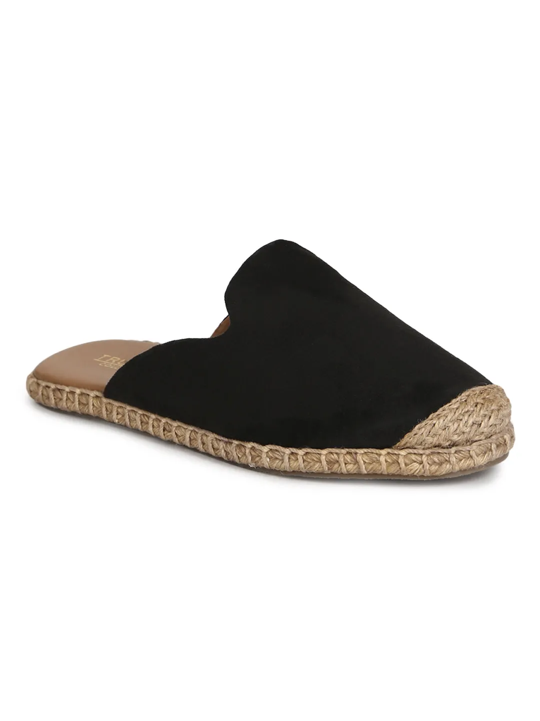 Black Micro Jute Slider Espadrilles