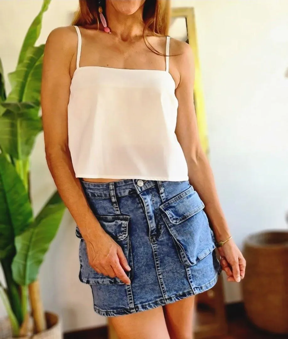 Blusa Crop Blanca.