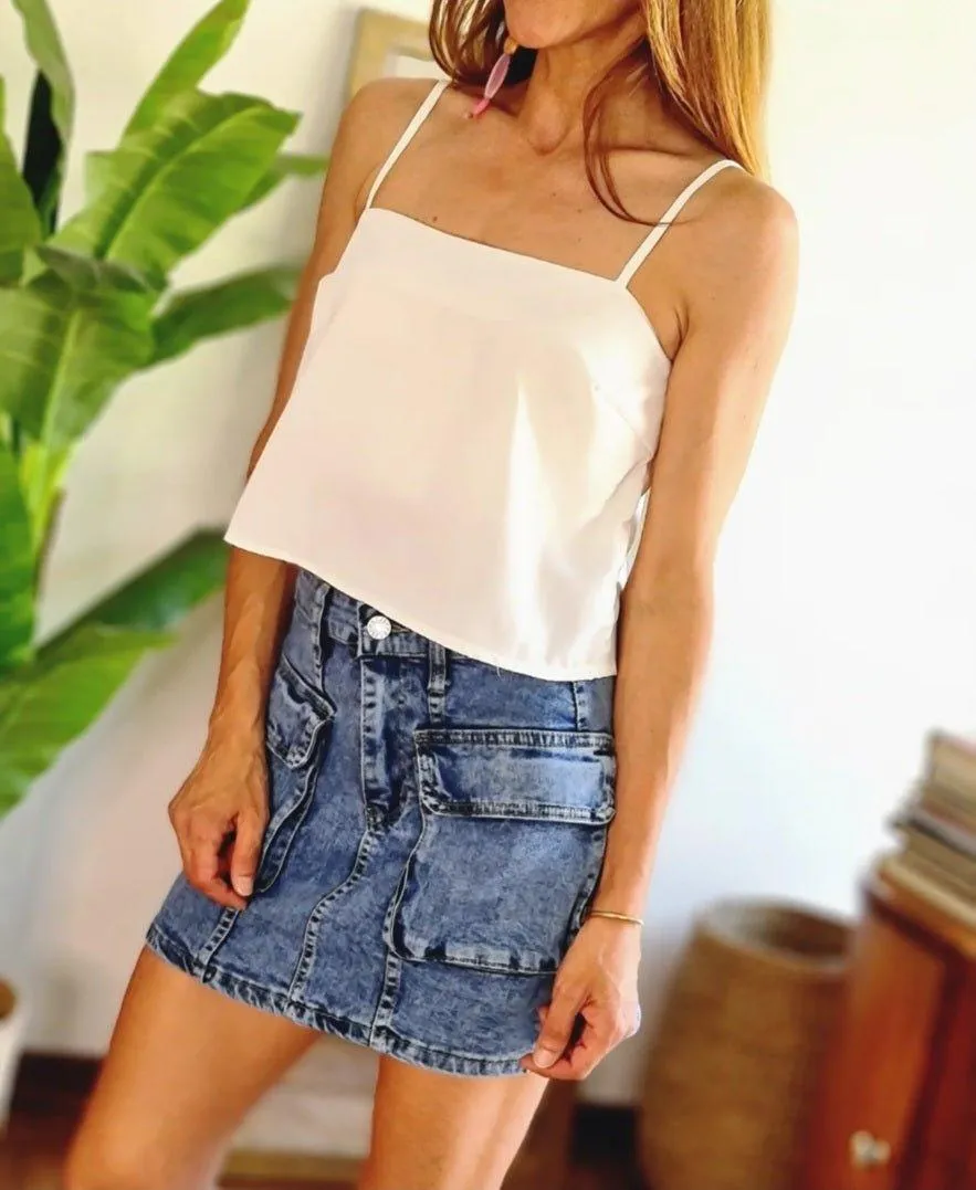 Blusa Crop Blanca.