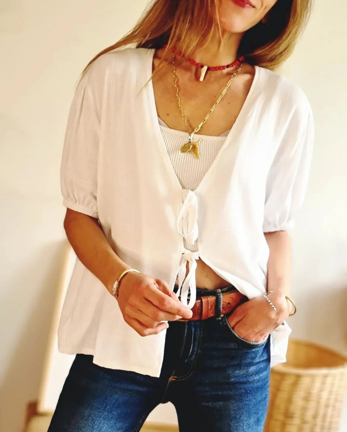 Blusa Lazos Blanca.