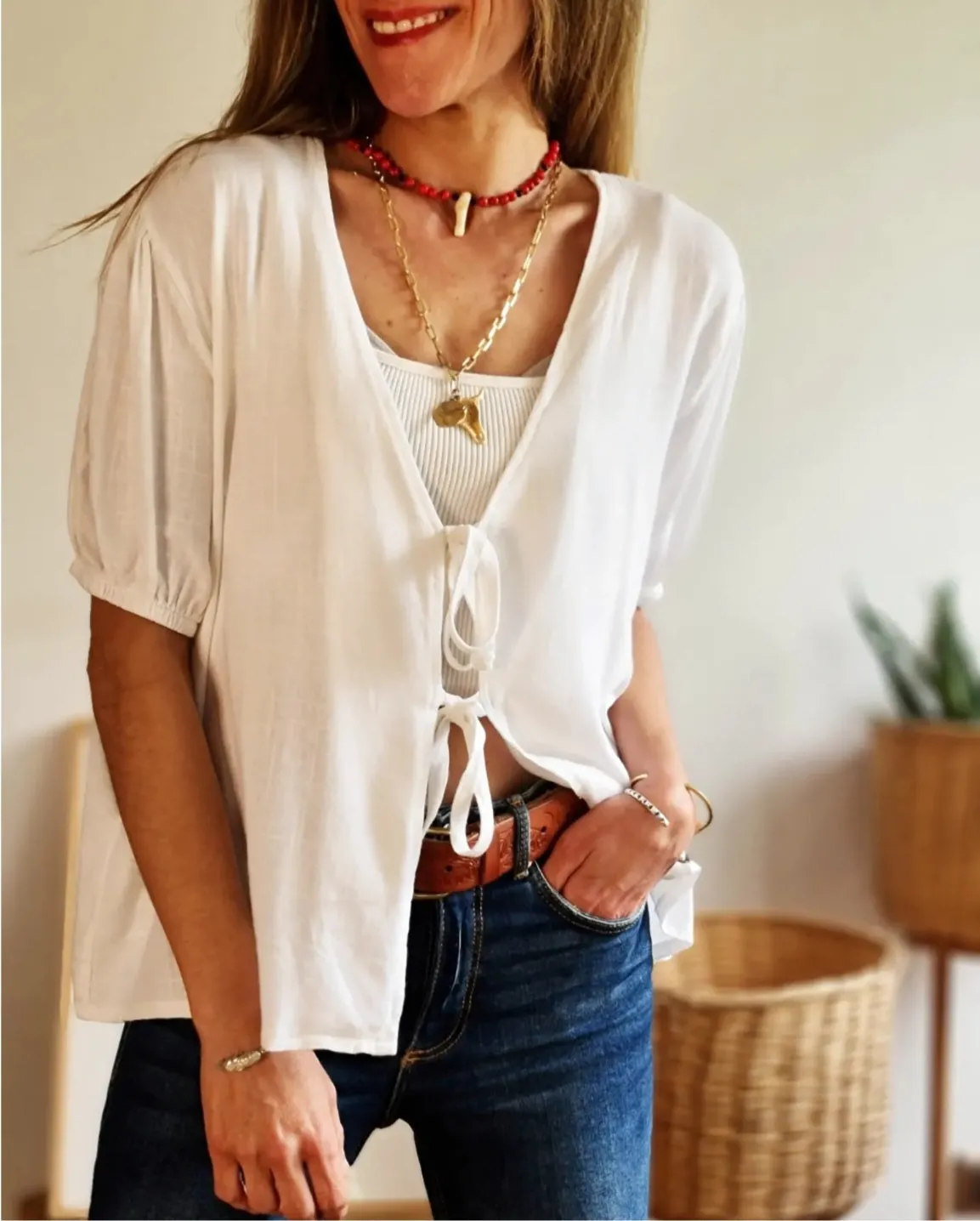 Blusa Lazos Blanca.