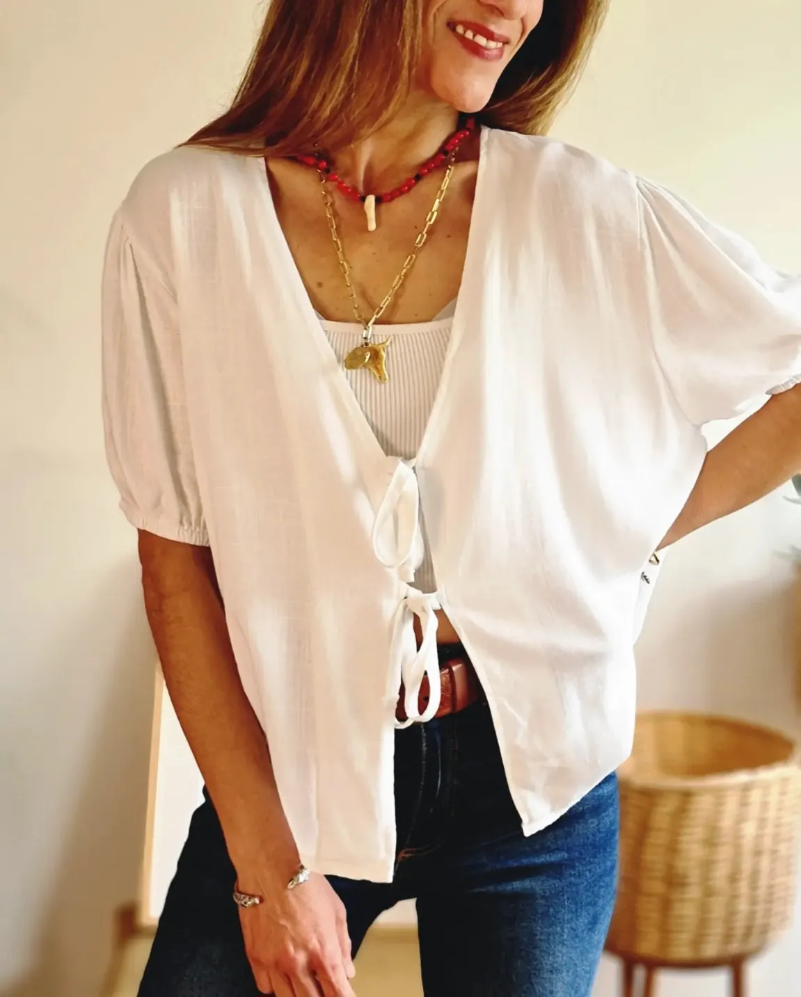 Blusa Lazos Blanca.