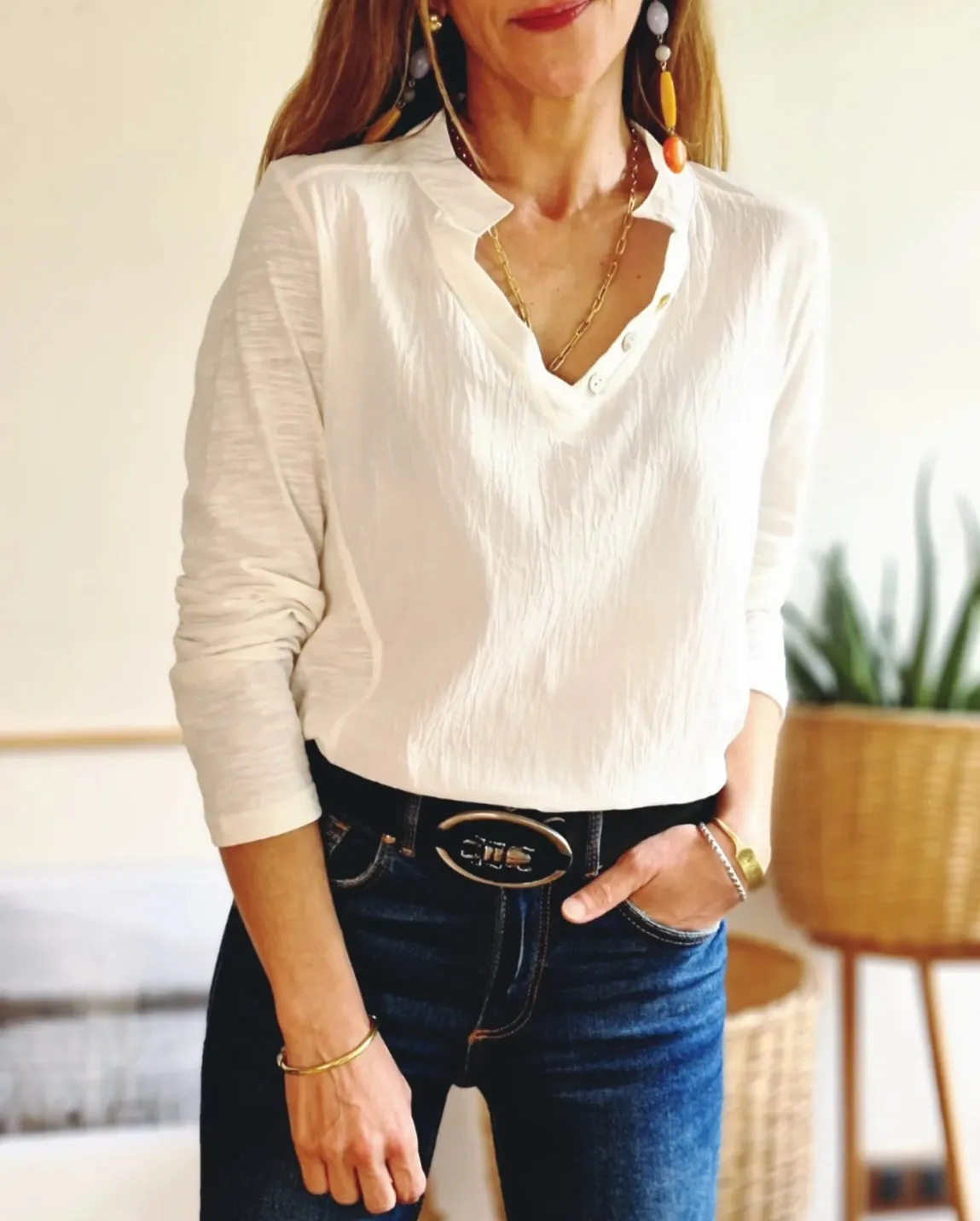 Blusa/Polera Josefina Blanca.