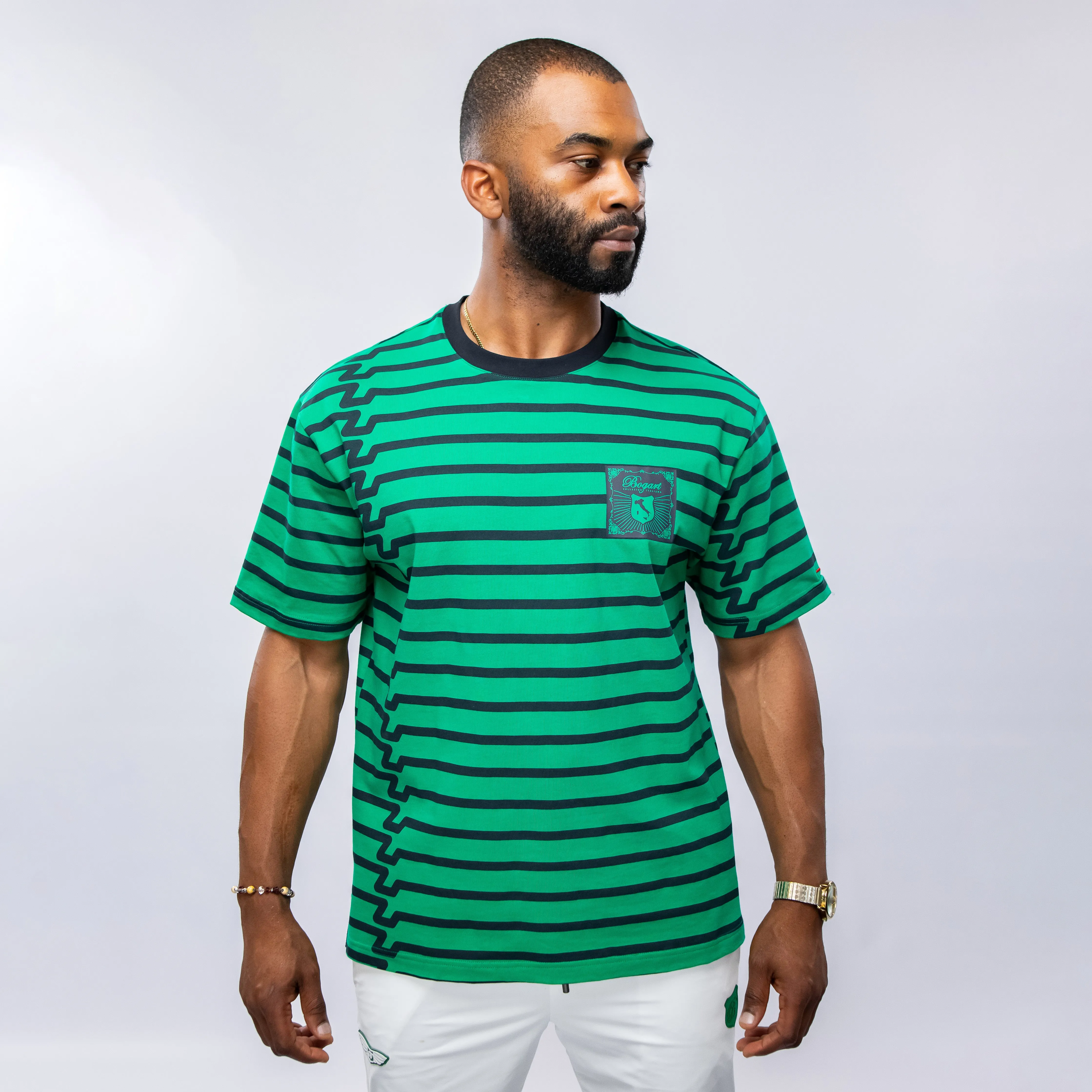 Bogart Italian Collection Striped Statement T-Shirt