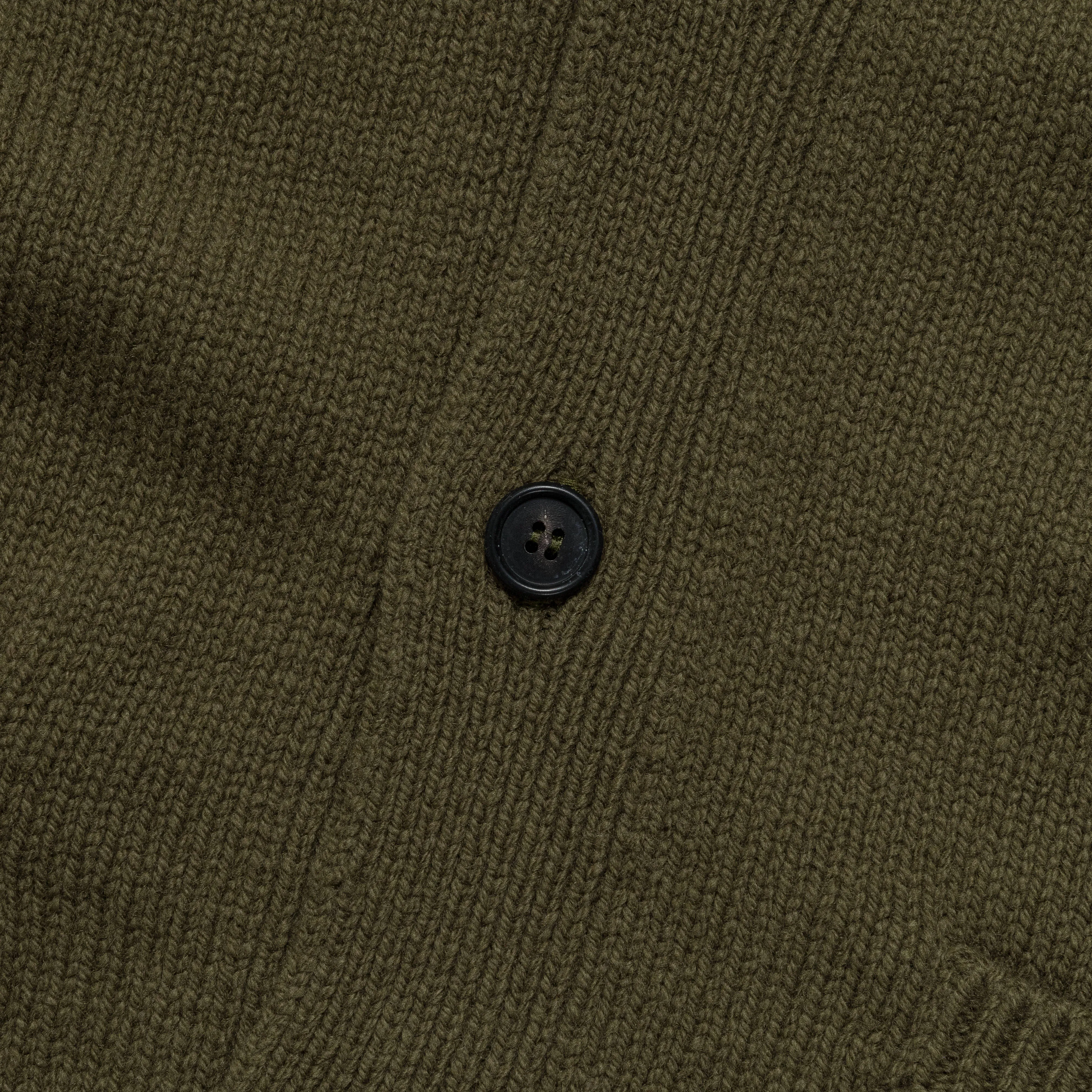 Boxy Cardigan - Olive Green Geelong Wool