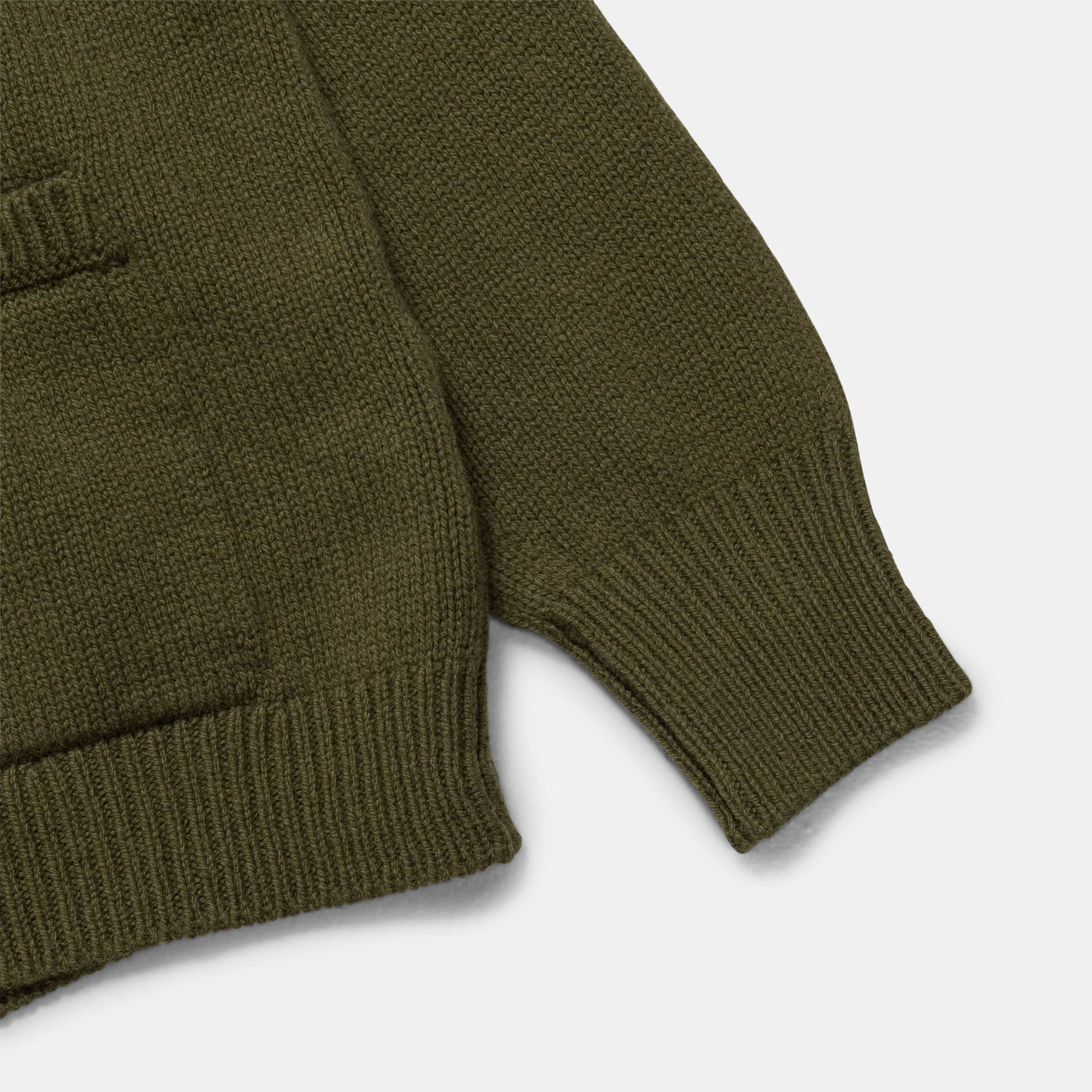 Boxy Cardigan - Olive Green Geelong Wool