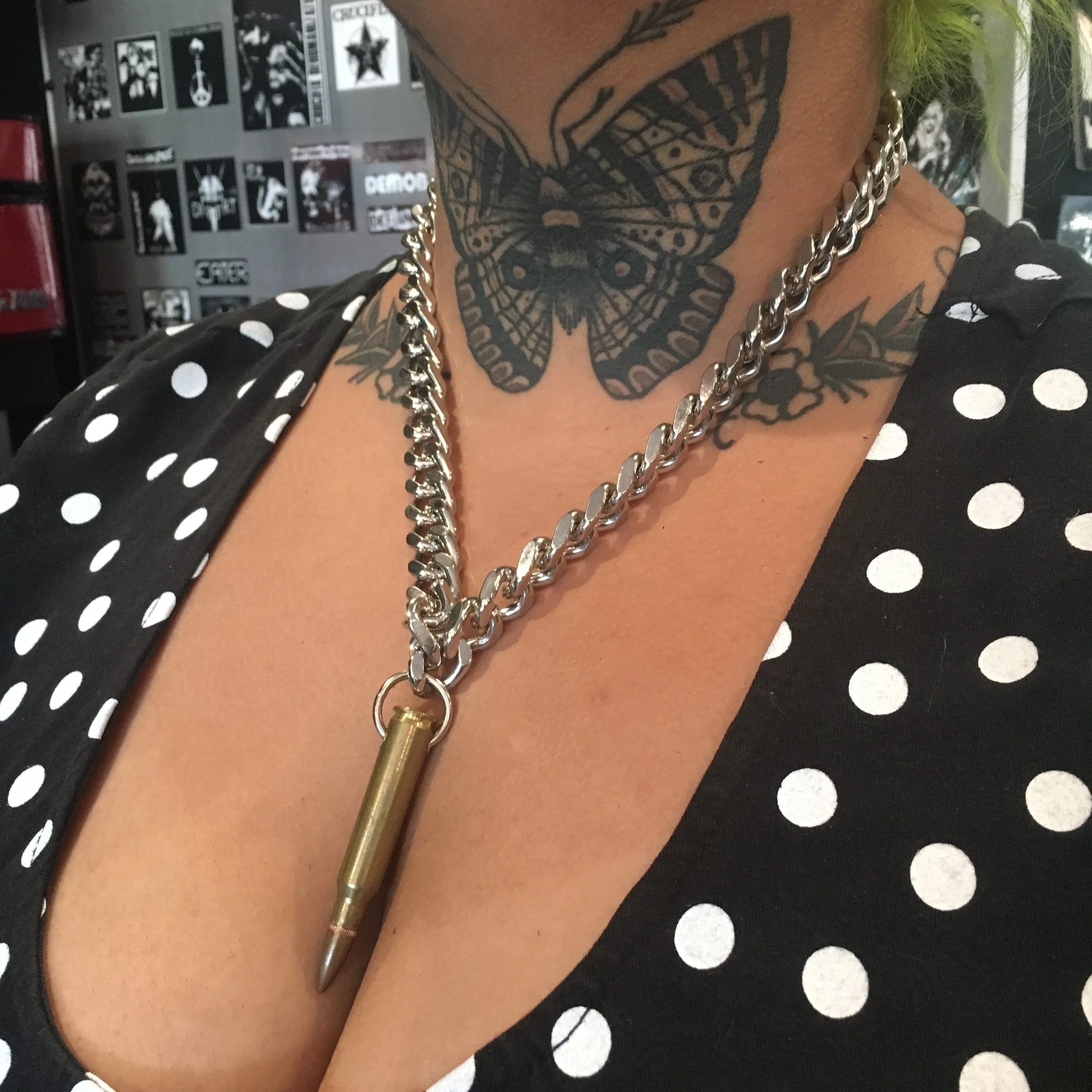 Brass Bullet Chain Necklace