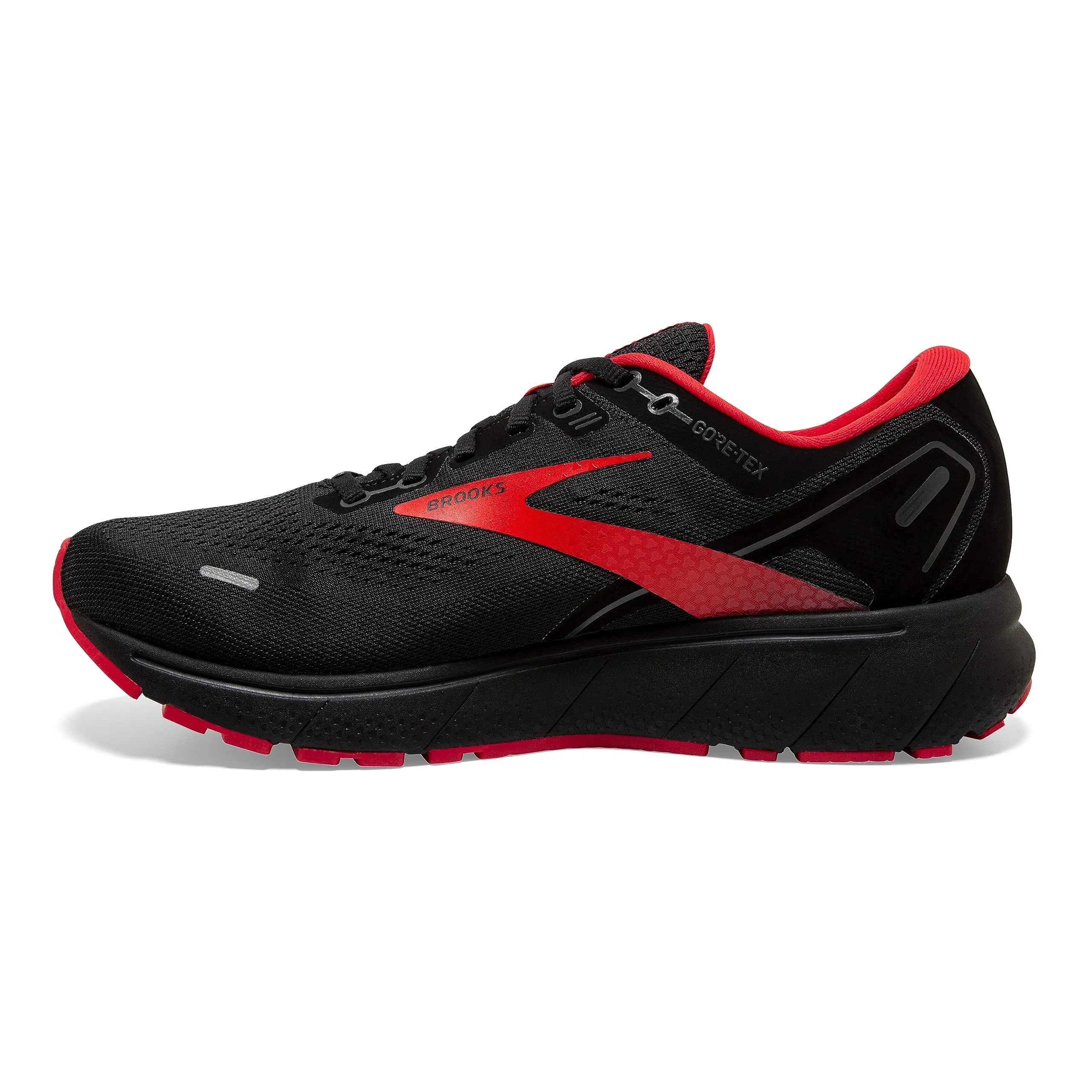 Brooks Men's Ghost 14 GTX Waterproof Neutral Running Shoe - Black/Blackened Pearl/High Risk Red - 9.5 Medium