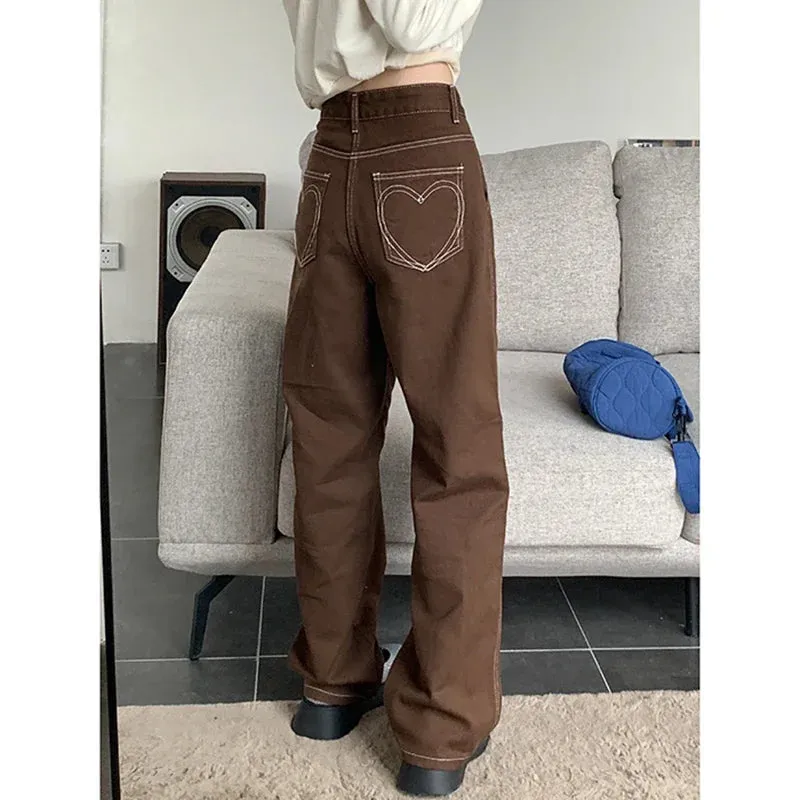 Brown High Waist Vintage Straight Bottom