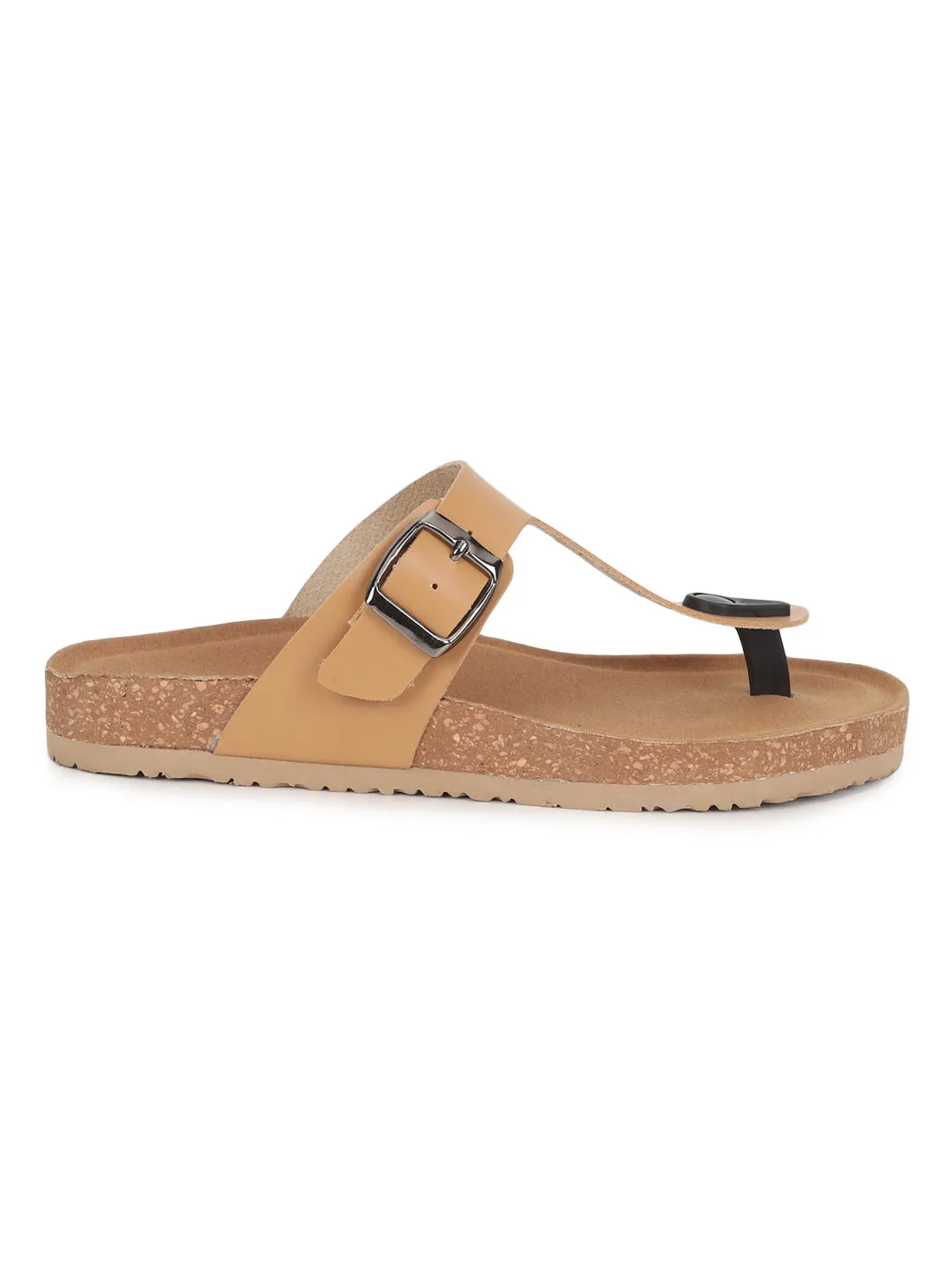 Camel PU Cork-Latex Footbed Flats (TC-070202-CML)