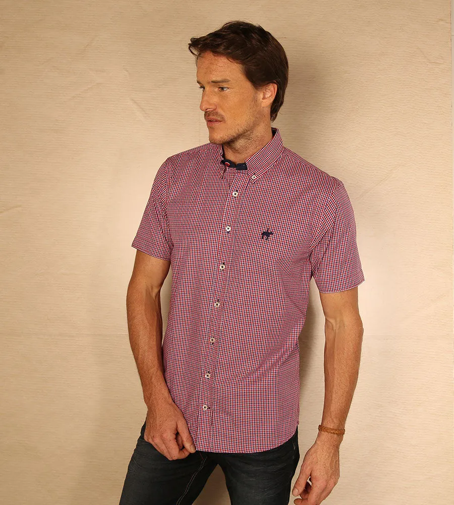 Camisa Cuadros M/C Rojo Azul Oscuro Ref. 103020623