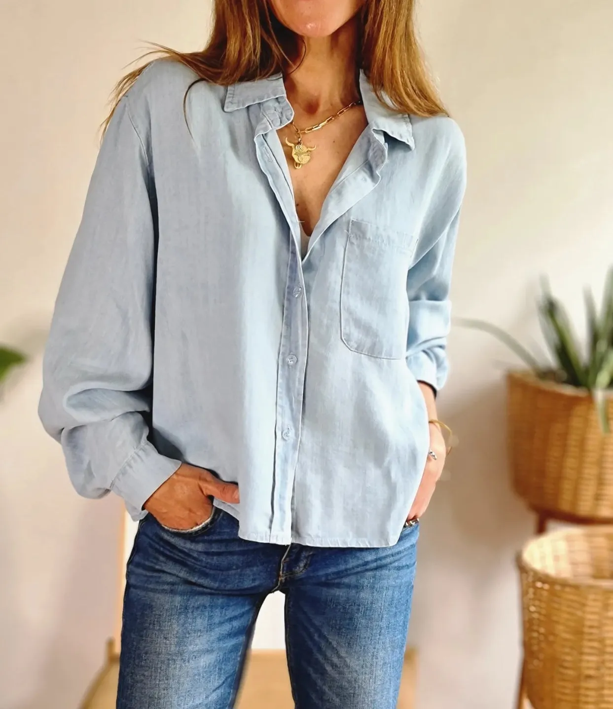 Camisa Jeans Celeste.