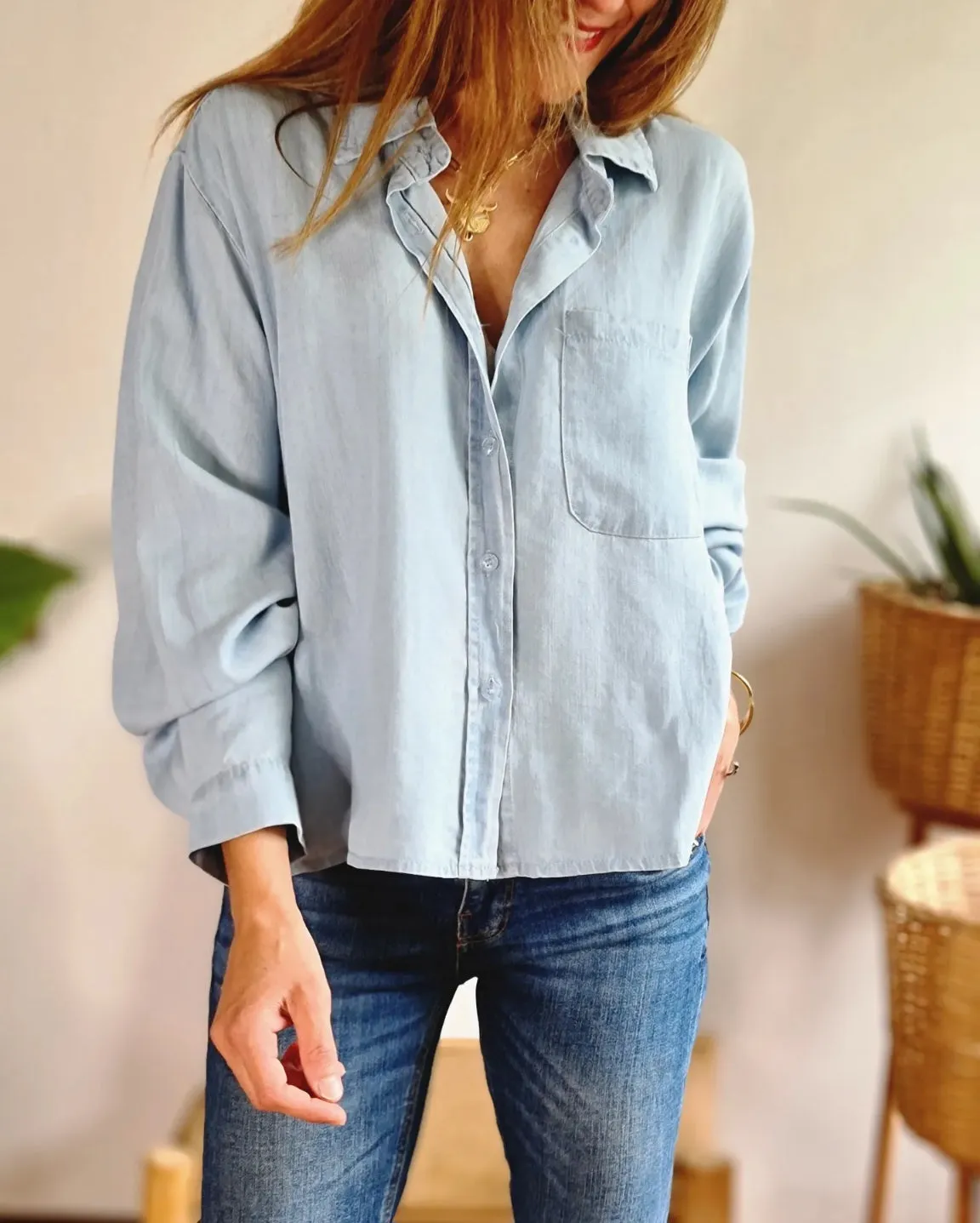 Camisa Jeans Celeste.