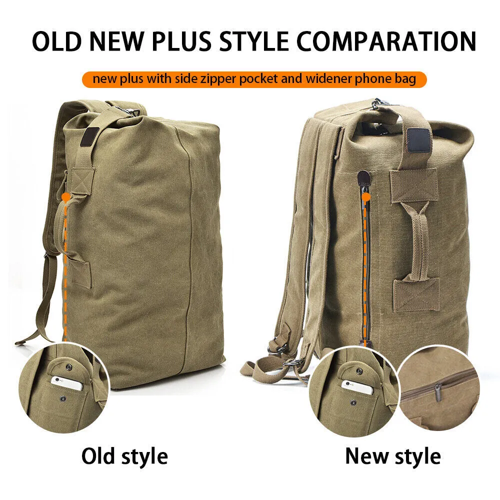 Canvas Rucksack Hiking Travel Duffle Bag