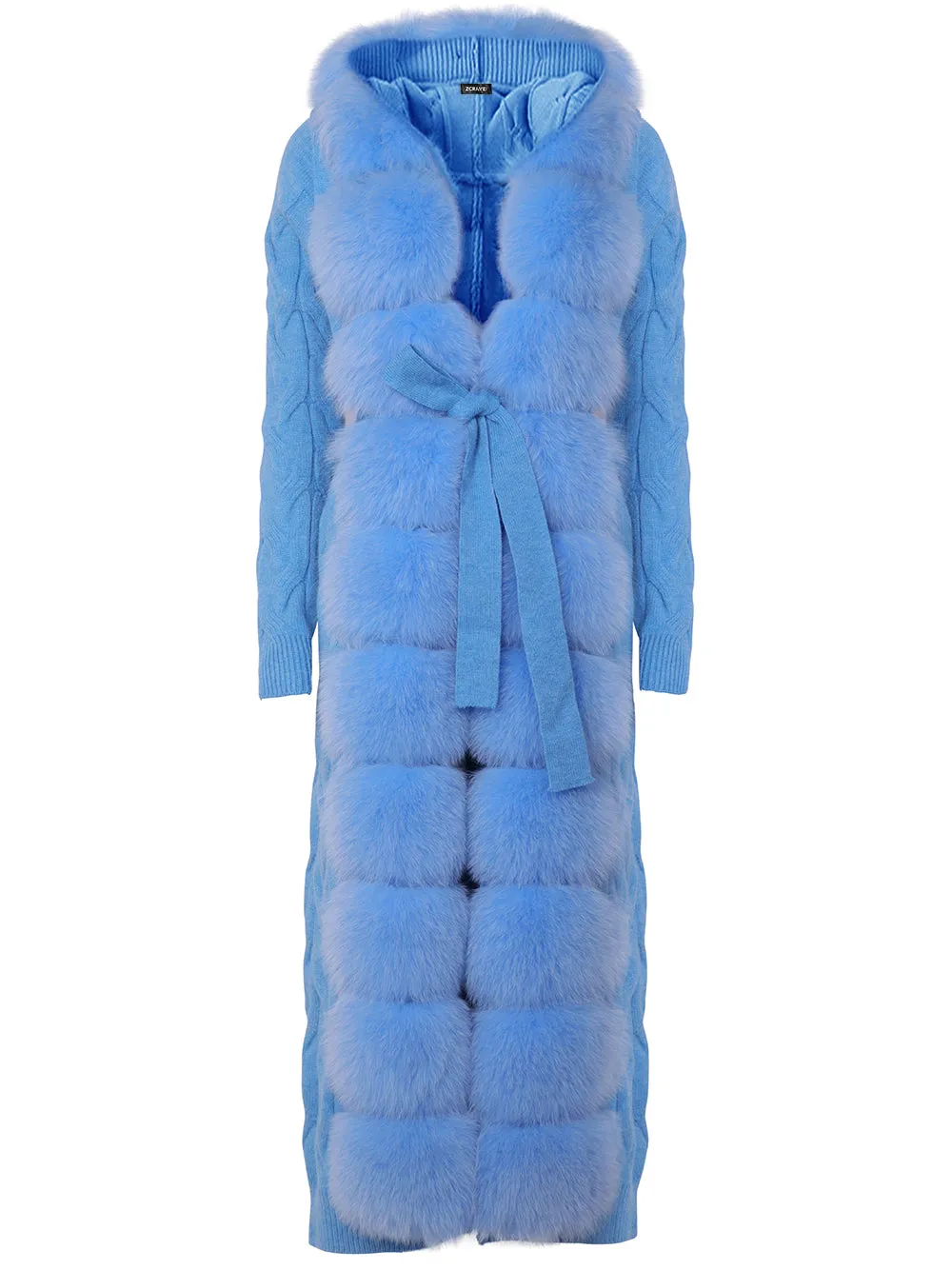 CAVO Fur & Cashmere Cardigan in Blue