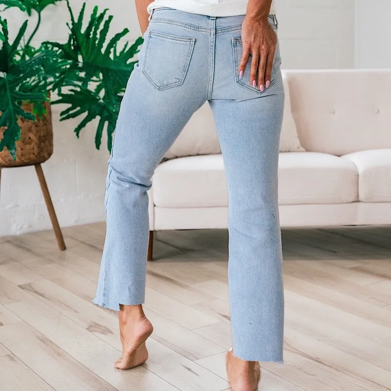 Cello Skipping Town Cut Hem Crop Flare Jeans