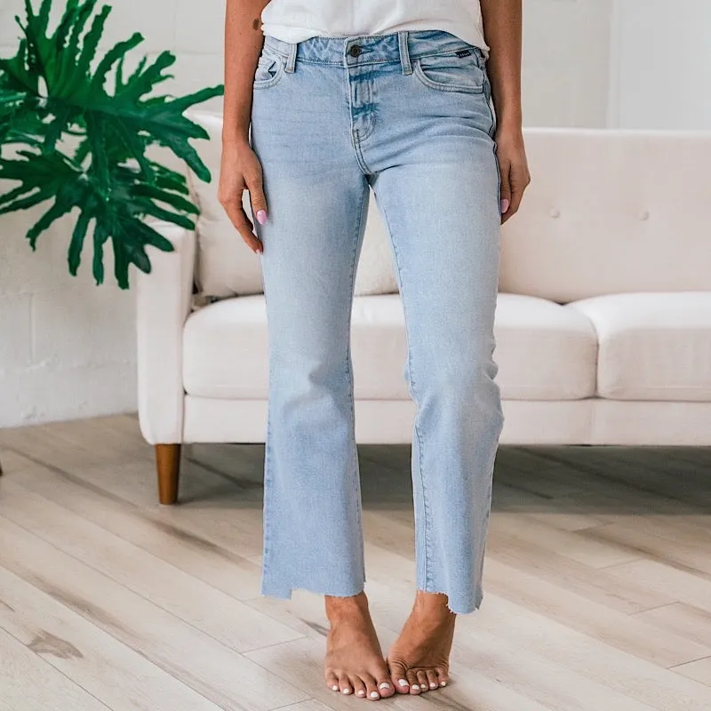 Cello Skipping Town Cut Hem Crop Flare Jeans