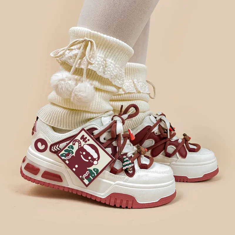 Christmas Edition Gingerbread Man Chunky Casual Sneakers - Women's