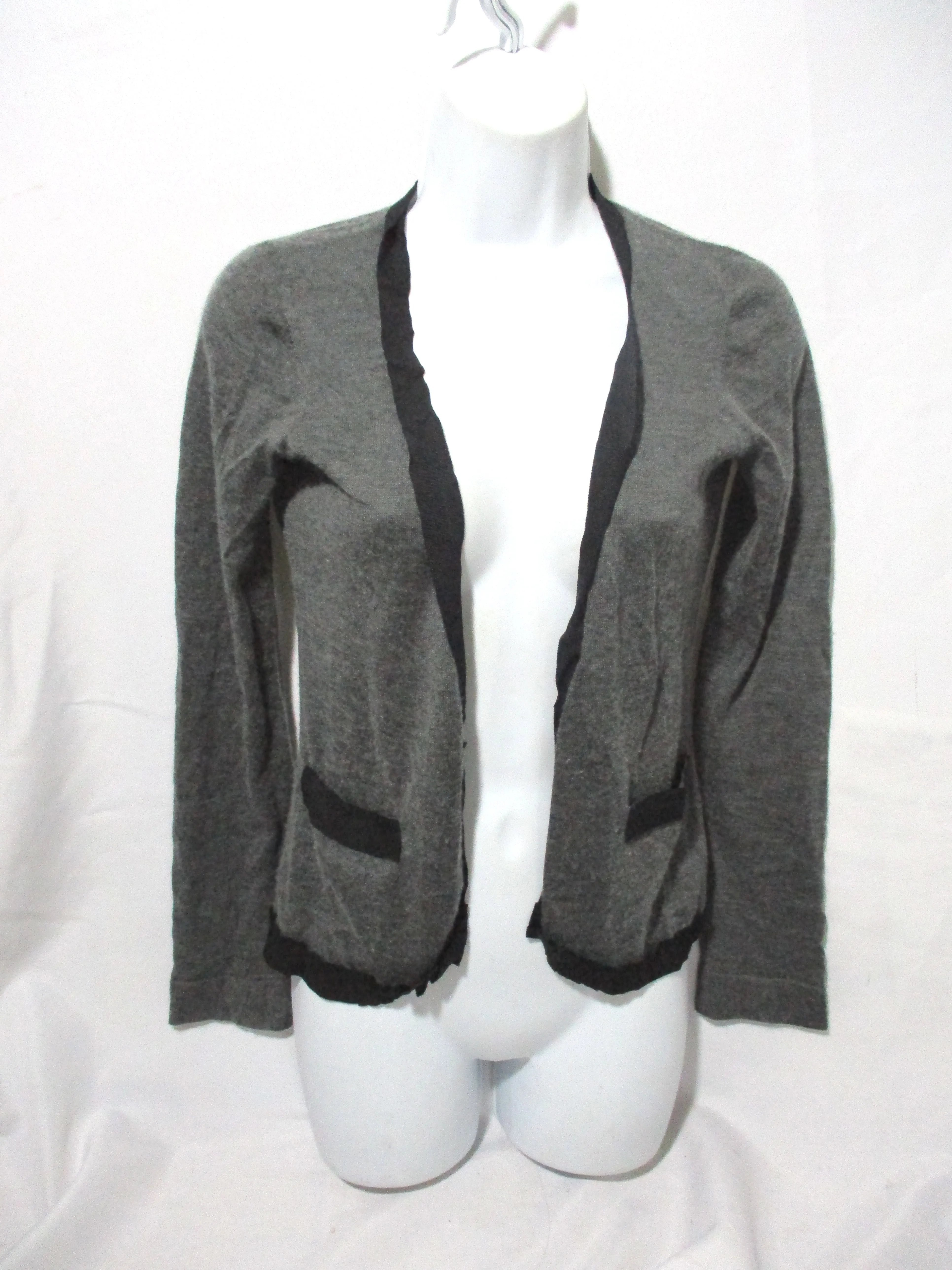 CHRISTOPHER KANE CASHMERE SILK Cardigan Sweater M GRAY BLACK