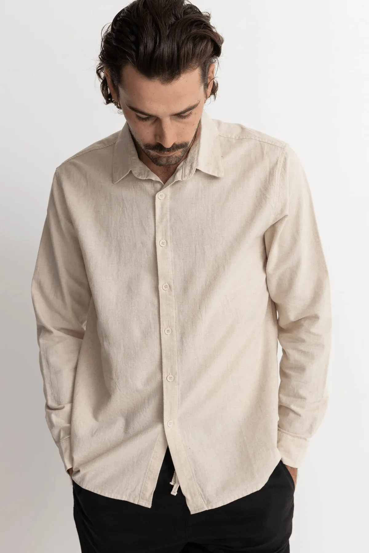 CLASSIC LINEN LS SHIRT - SAND 24FW