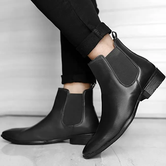 Classy New Arrival Latest Black Casual Chelsea Boots For Men-JonasParamount