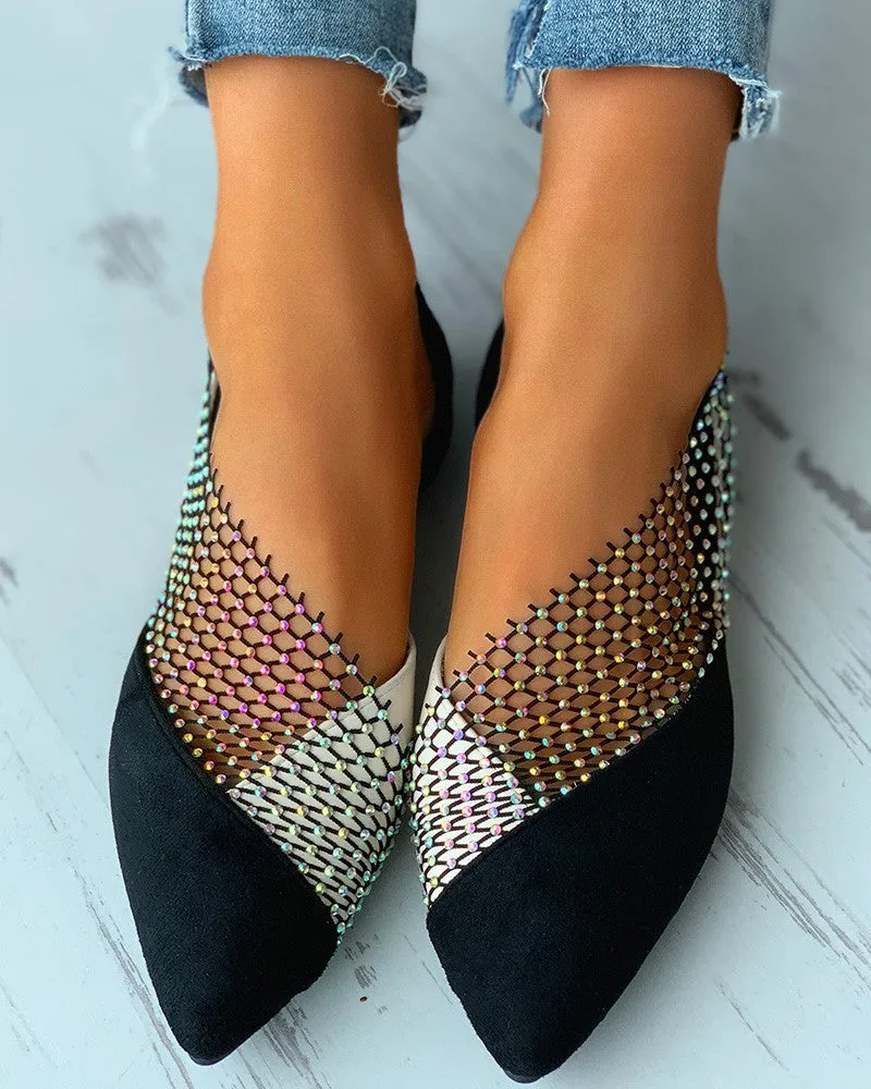 Colorblock Studded Patch Slip-On Shoes