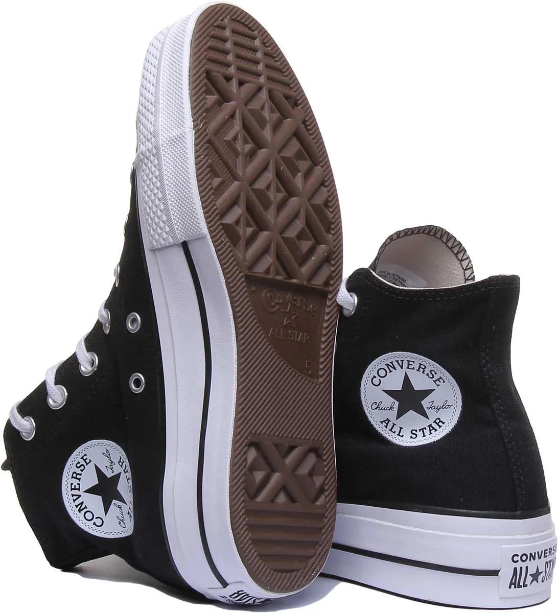 Converse 560845C CT All Star Hi Platform Trainer In Black White For Women